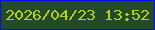 文字の大きさ：5、枠の色：0a0aee、背景の色：224c27、文字の色：b9cc22 無料ブログパーツのブログ時計