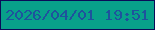 文字の大きさ：1、枠の色：0a0b58、背景の色：08a08a、文字の色：1e529d 無料ブログパーツのブログ時計