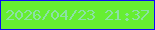文字の大きさ：2、枠の色：0a0bf6、背景の色：66ee32、文字の色：8be1a5 無料ブログパーツのブログ時計