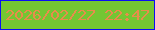 文字の大きさ：3、枠の色：0a0ef4、背景の色：74c633、文字の色：e88c4b 無料ブログパーツのブログ時計