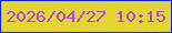 文字の大きさ：2、枠の色：0a23ce、背景の色：e5d534、文字の色：ad49d8 無料ブログパーツのブログ時計