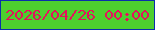 文字の大きさ：1、枠の色：0a2eab、背景の色：4dcf2f、文字の色：e5125c 無料ブログパーツのブログ時計