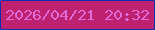文字の大きさ：2、枠の色：0a2ead、背景の色：be216f、文字の色：e26ad4 無料ブログパーツのブログ時計