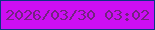 文字の大きさ：3、枠の色：0a3584、背景の色：cc0ff3、文字の色：742381 無料ブログパーツのブログ時計