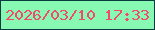 文字の大きさ：1、枠の色：0a3c3f、背景の色：87f9b2、文字の色：f2496e 無料ブログパーツのブログ時計