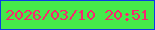 文字の大きさ：2、枠の色：0a3ce6、背景の色：46e94b、文字の色：fa256e 無料ブログパーツのブログ時計