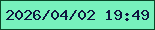 文字の大きさ：2、枠の色：0a4727、背景の色：77f2bc、文字の色：0f1540 無料ブログパーツのブログ時計