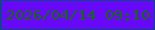 文字の大きさ：2、枠の色：0a4786、背景の色：6808f9、文字の色：146913 無料ブログパーツのブログ時計