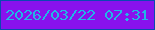 文字の大きさ：2、枠の色：0a49b3、背景の色：8812ed、文字の色：21b7e6 無料ブログパーツのブログ時計