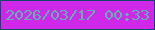 文字の大きさ：4、枠の色：0a4b6c、背景の色：cf28e8、文字の色：5fb2b2 無料ブログパーツのブログ時計