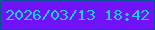 文字の大きさ：1、枠の色：0a4e99、背景の色：7013f8、文字の色：1acfeb 無料ブログパーツのブログ時計
