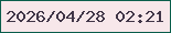 文字の大きさ：2、枠の色：0a5e4b、背景の色：f7e7ea、文字の色：403547 無料ブログパーツのブログ時計