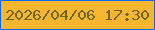 文字の大きさ：1、枠の色：0a68f2、背景の色：f7b62d、文字の色：6b6829 無料ブログパーツのブログ時計