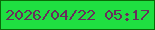 文字の大きさ：4、枠の色：0a6a08、背景の色：1fdf41、文字の色：692e5c 無料ブログパーツのブログ時計