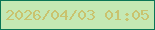 文字の大きさ：1、枠の色：0a7556、背景の色：c4e8b4、文字の色：c9c36e 無料ブログパーツのブログ時計