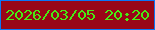 文字の大きさ：4、枠の色：0a76f6、背景の色：980618、文字の色：47eb13 無料ブログパーツのブログ時計