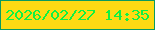 文字の大きさ：1、枠の色：0a9a60、背景の色：fdda13、文字の色：0ff143 無料ブログパーツのブログ時計