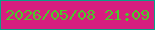 文字の大きさ：2、枠の色：0aa087、背景の色：d61e7f、文字の色：4bc929 無料ブログパーツのブログ時計
