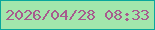 文字の大きさ：4、枠の色：0aa79c、背景の色：a3e6ac、文字の色：a75b8e 無料ブログパーツのブログ時計
