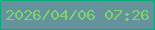 文字の大きさ：5、枠の色：0aab7b、背景の色：65929d、文字の色：79d56e 無料ブログパーツのブログ時計