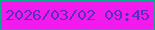 文字の大きさ：1、枠の色：0aab8f、背景の色：f31aee、文字の色：5a2ebd 無料ブログパーツのブログ時計
