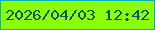 文字の大きさ：3、枠の色：0aafb5、背景の色：8bff06、文字の色：12545b 無料ブログパーツのブログ時計