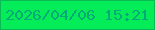 文字の大きさ：4、枠の色：0aba54、背景の色：05ec59、文字の色：04a978 無料ブログパーツのブログ時計