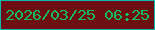 文字の大きさ：5、枠の色：0abbad、背景の色：6d0d14、文字の色：15bc5d 無料ブログパーツのブログ時計