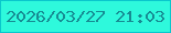 文字の大きさ：3、枠の色：0ac7cc、背景の色：2ef9dc、文字の色：178c93 無料ブログパーツのブログ時計