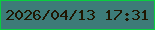 文字の大きさ：5、枠の色：0acd3f、背景の色：3d7b78、文字の色：201601 無料ブログパーツのブログ時計