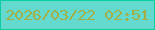 文字の大きさ：4、枠の色：0acfa1、背景の色：63dacd、文字の色：a3af45 無料ブログパーツのブログ時計