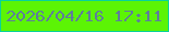 文字の大きさ：3、枠の色：0ad29b、背景の色：5cf405、文字の色：5e7e9b 無料ブログパーツのブログ時計