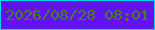 文字の大きさ：4、枠の色：0ad2f3、背景の色：6213ef、文字の色：408325 無料ブログパーツのブログ時計