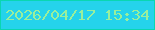 文字の大きさ：5、枠の色：0ad6b1、背景の色：25d3eb、文字の色：9aef9c 無料ブログパーツのブログ時計