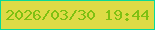 文字の大きさ：5、枠の色：0ad998、背景の色：dedb46、文字の色：7fc012 無料ブログパーツのブログ時計