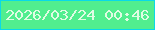 文字の大きさ：2、枠の色：0ad9e8、背景の色：51ee8f、文字の色：e0fce3 無料ブログパーツのブログ時計