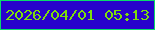 文字の大きさ：3、枠の色：0ada6a、背景の色：2801cc、文字の色：7ddd0a 無料ブログパーツのブログ時計