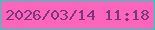 文字の大きさ：2、枠の色：0adbc1、背景の色：fc65bb、文字の色：75387b 無料ブログパーツのブログ時計