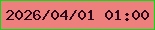 文字の大きさ：4、枠の色：0adc15、背景の色：ed7f7c、文字の色：2b071a 無料ブログパーツのブログ時計