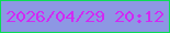 文字の大きさ：1、枠の色：0add54、背景の色：8d97e4、文字の色：d02af3 無料ブログパーツのブログ時計