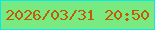 文字の大きさ：2、枠の色：0ae8ea、背景の色：79e981、文字の色：c15d00 無料ブログパーツのブログ時計