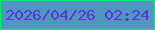 文字の大きさ：4、枠の色：0aea72、背景の色：5295c1、文字の色：5b37d9 無料ブログパーツのブログ時計