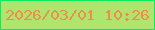 文字の大きさ：2、枠の色：0aec64、背景の色：afe56e、文字の色：ec8f49 無料ブログパーツのブログ時計