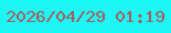 文字の大きさ：3、枠の色：0afef5、背景の色：1ef5f4、文字の色：a55c5d 無料ブログパーツのブログ時計