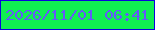 文字の大きさ：3、枠の色：0b03dd、背景の色：10f051、文字の色：6459f8 無料ブログパーツのブログ時計