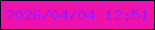 文字の大きさ：1、枠の色：0b0423、背景の色：ee12ac、文字の色：a118fc 無料ブログパーツのブログ時計