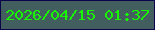 文字の大きさ：1、枠の色：0b044c、背景の色：435e5f、文字の色：19f602 無料ブログパーツのブログ時計