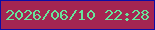 文字の大きさ：5、枠の色：0b0ca6、背景の色：a42552、文字の色：67e59b 無料ブログパーツのブログ時計