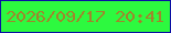 文字の大きさ：1、枠の色：0b0fa4、背景の色：2df93f、文字の色：a0852c 無料ブログパーツのブログ時計