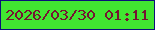 文字の大きさ：4、枠の色：0b107a、背景の色：41e631、文字の色：761432 無料ブログパーツのブログ時計